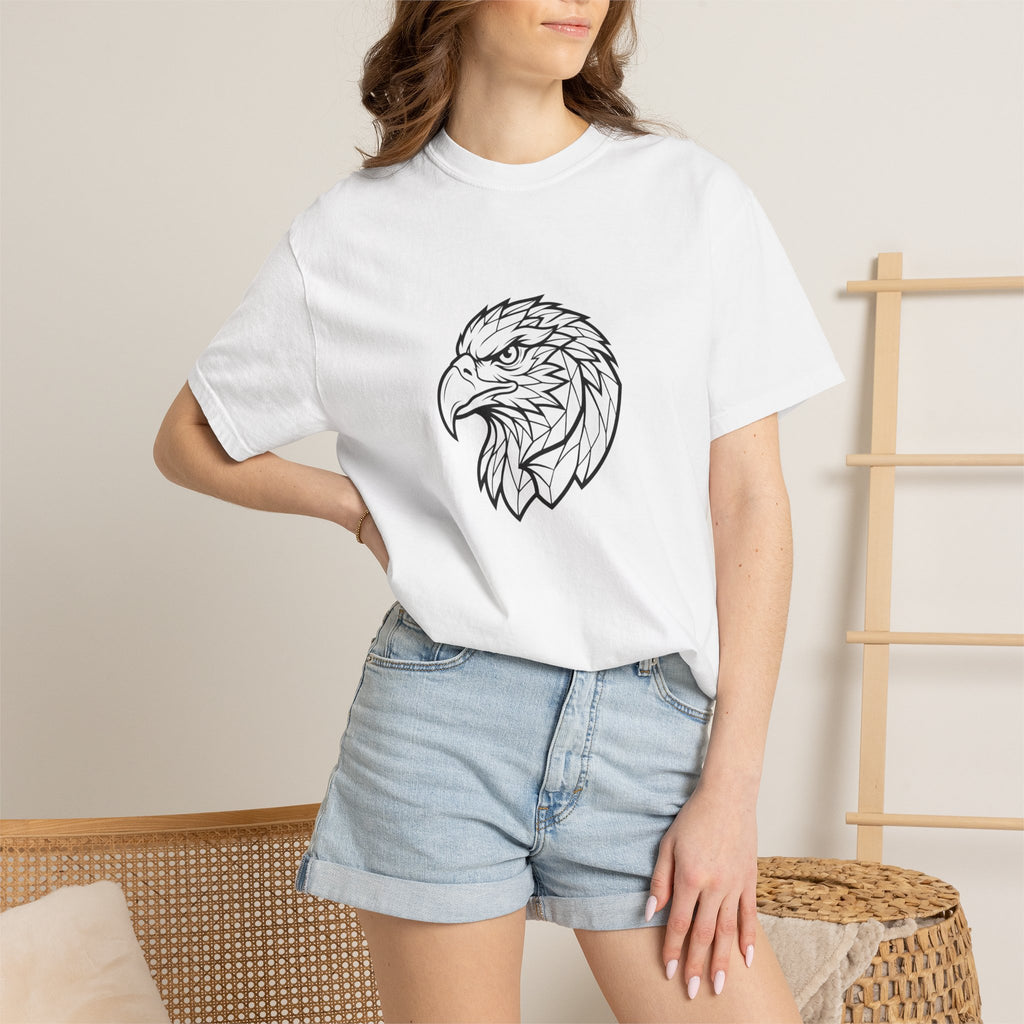 Geometric Eagle Head T-Shirt — Minimalist Line Art Bird Tee