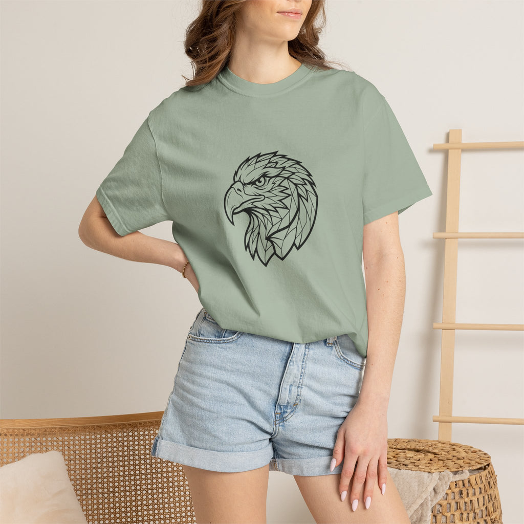 Geometric Eagle Head T-Shirt — Minimalist Line Art Bird Tee