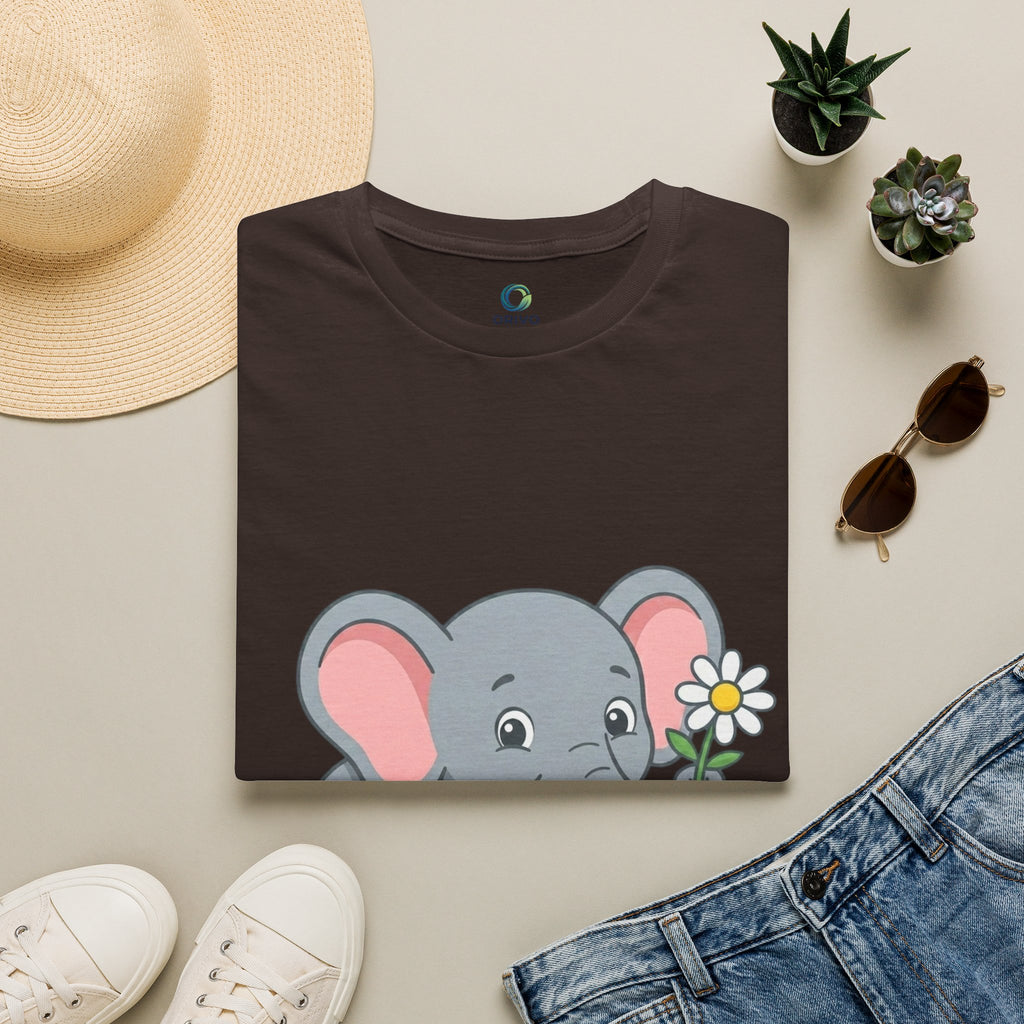 Elephant with Daisy T-Shirt — Cute Baby Elephant Graphic Tee