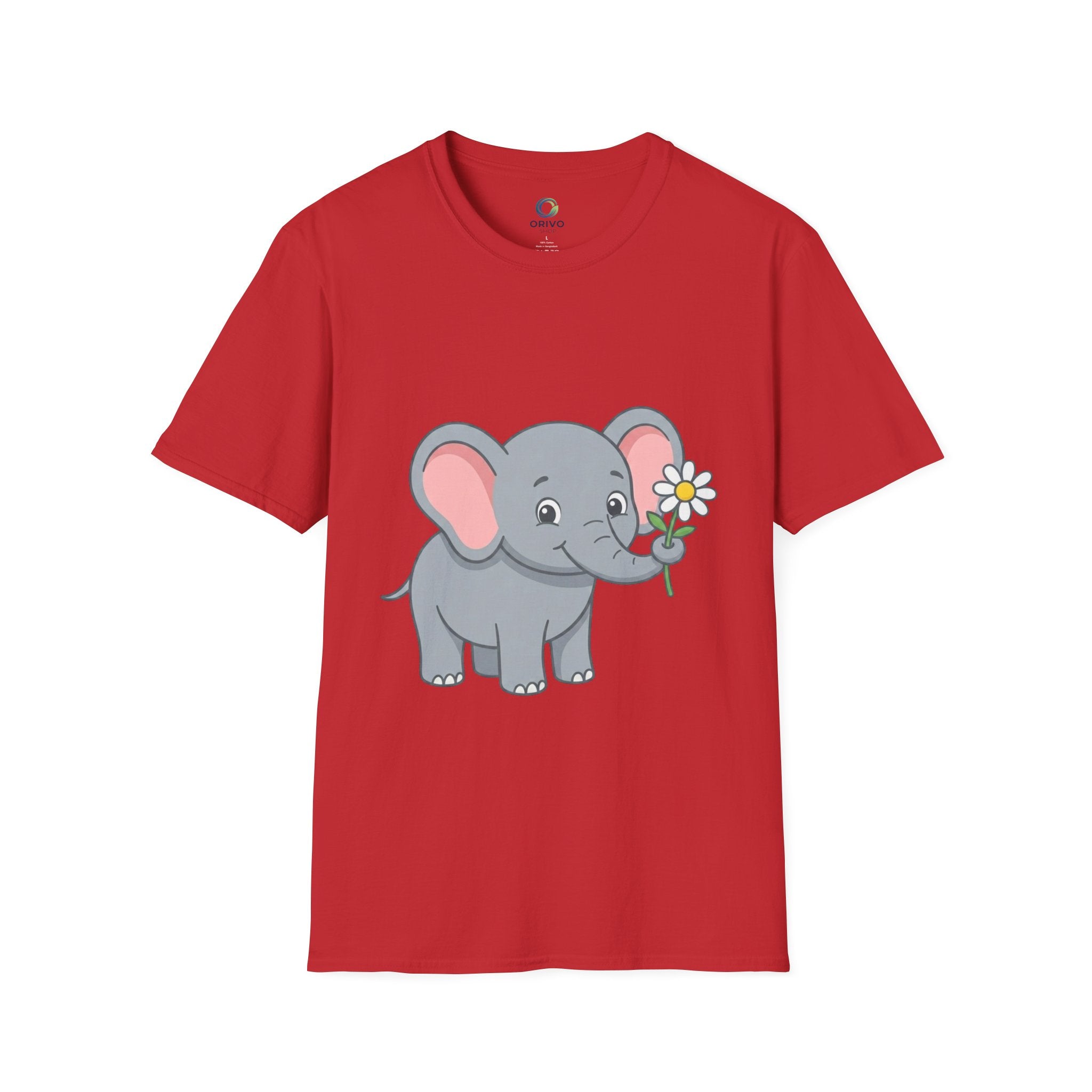 Elephant with Daisy T-Shirt — Cute Baby Elephant Graphic Tee