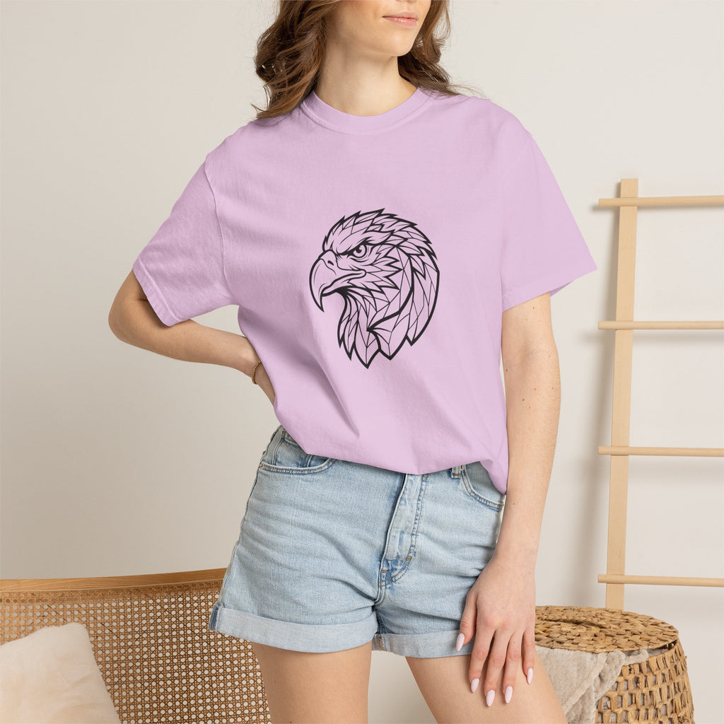Geometric Eagle Head T-Shirt — Minimalist Line Art Bird Tee