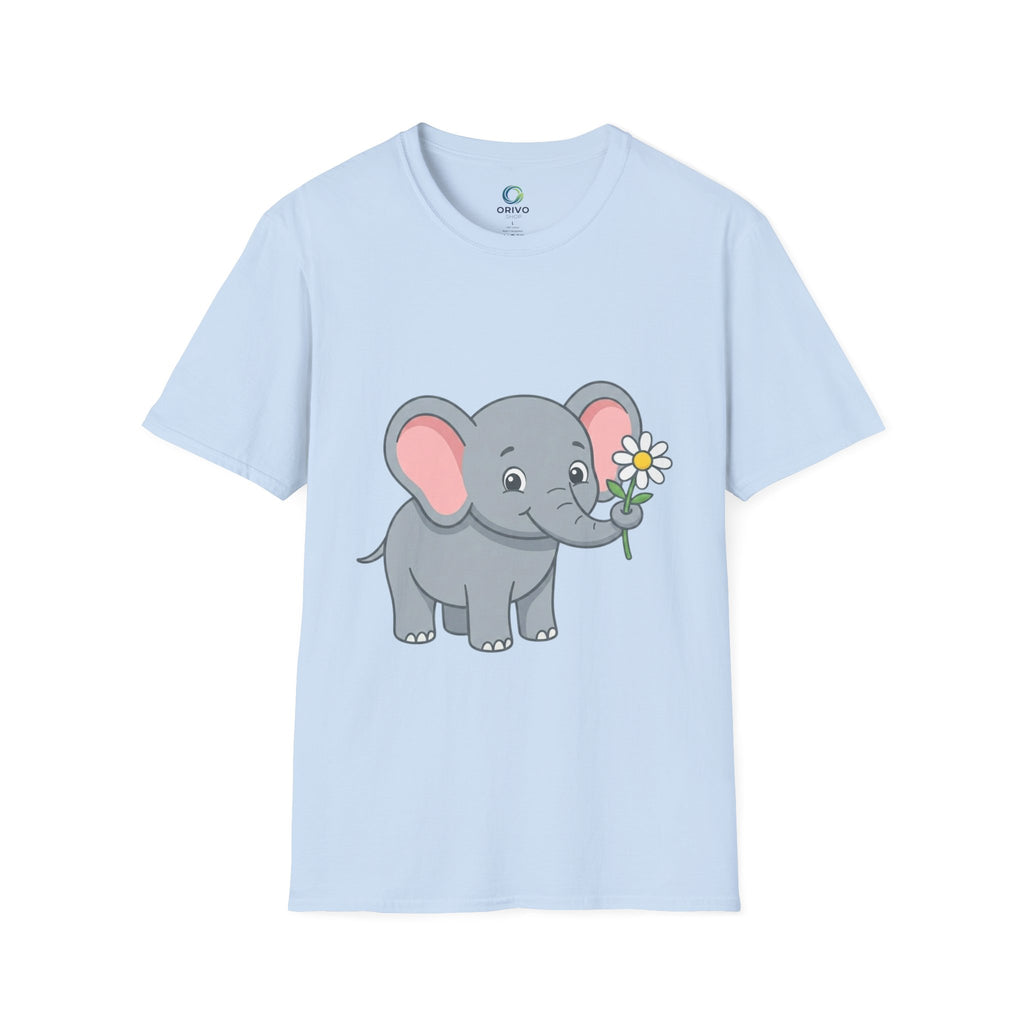 Elephant with Daisy T-Shirt — Cute Baby Elephant Graphic Tee