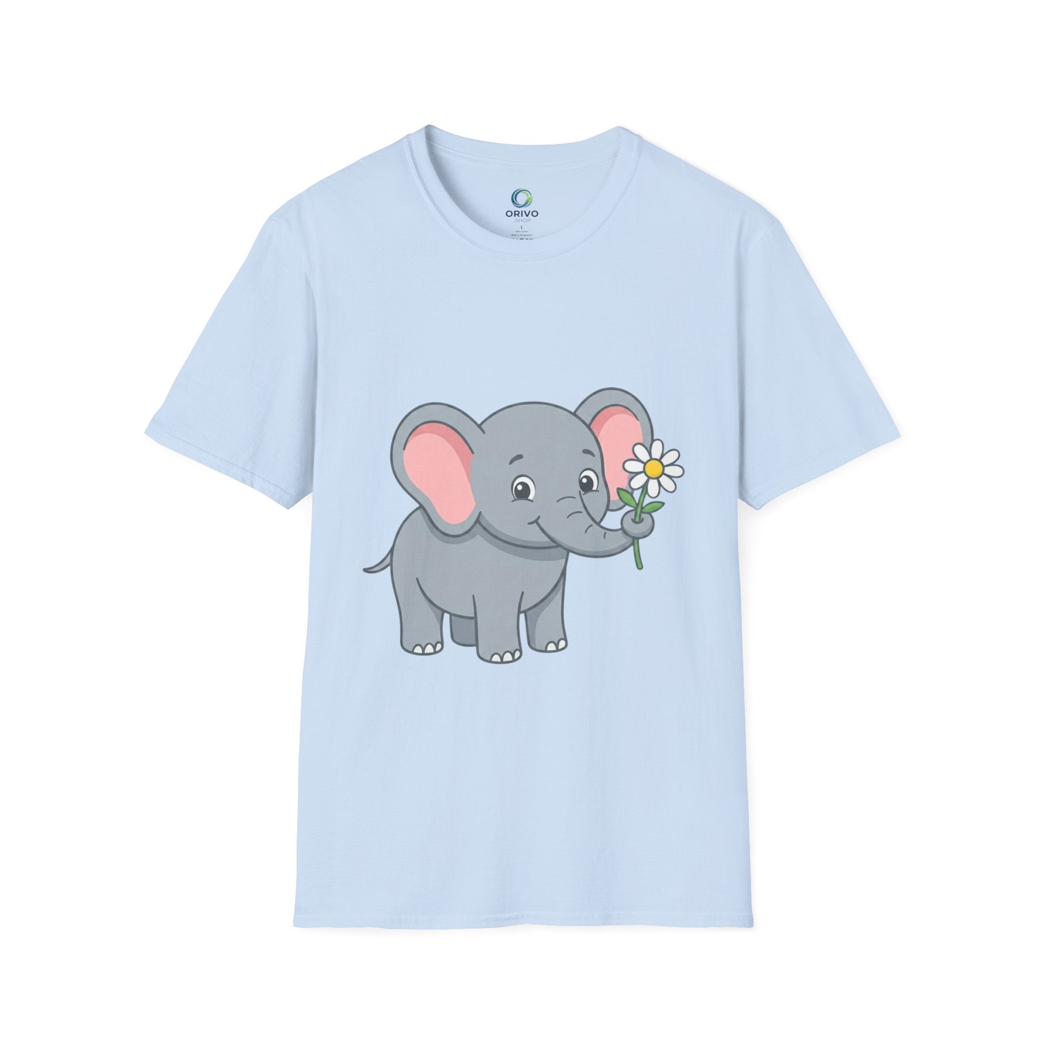 Elephant with Daisy T-Shirt — Cute Baby Elephant Graphic Tee