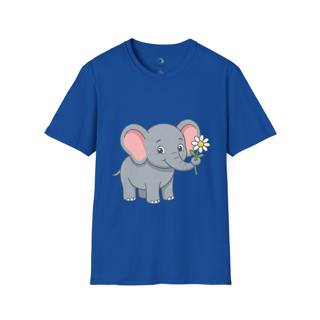 Elephant with Daisy T-Shirt — Cute Baby Elephant Graphic Tee