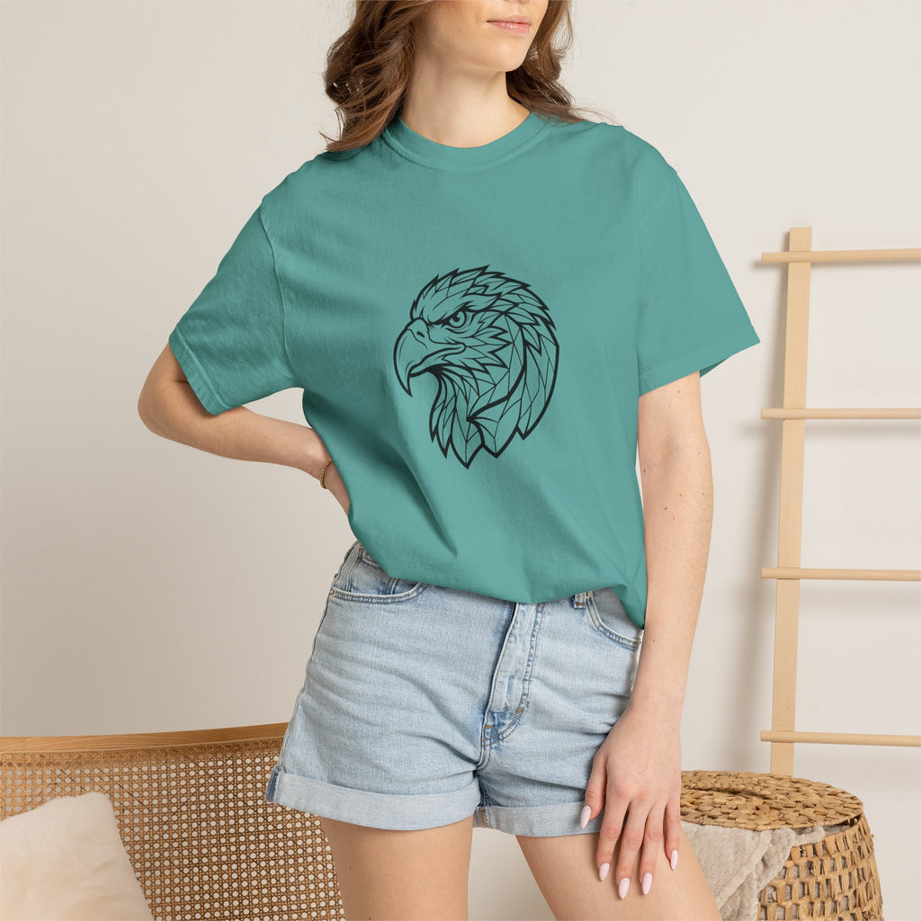 Geometric Eagle Head T-Shirt — Minimalist Line Art Bird Tee