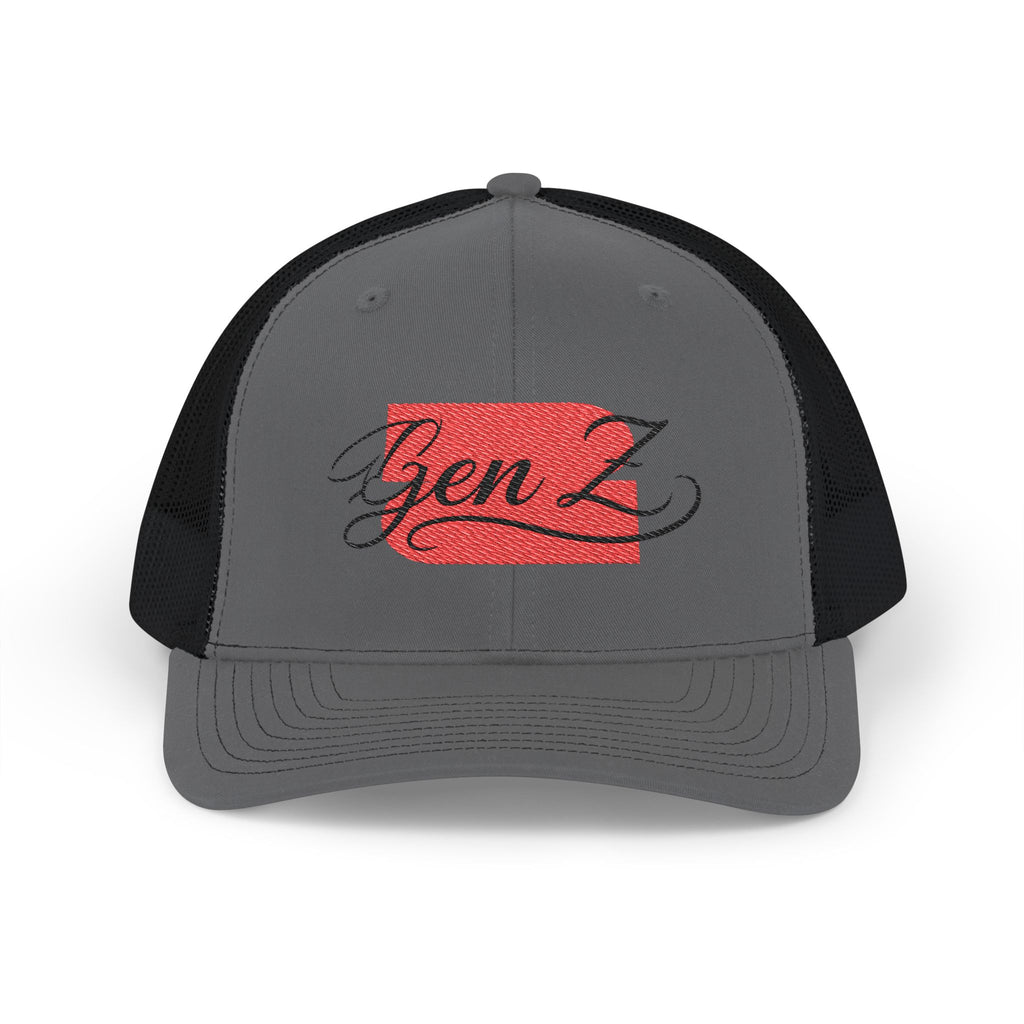 Gen Z Embroidered Trucker Cap – Vintage Script Patch Snapback