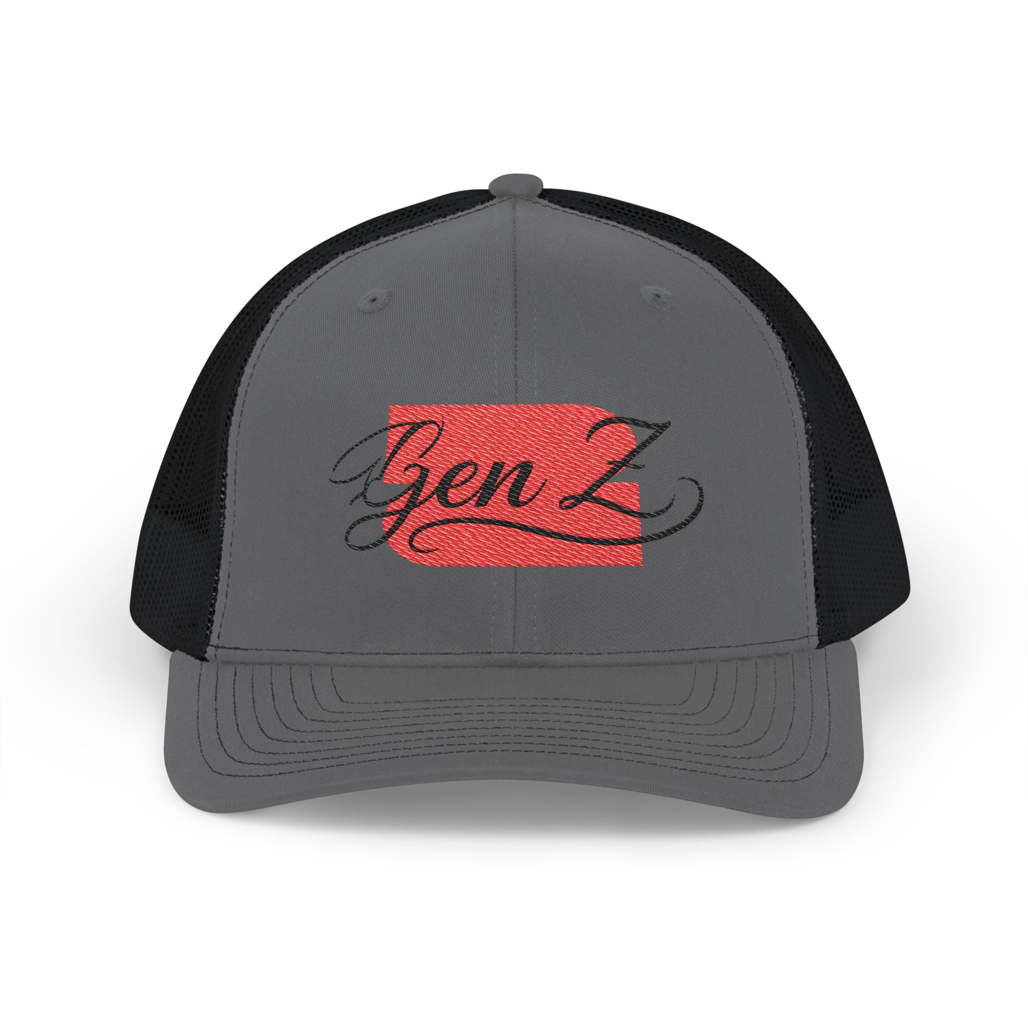 Gen Z Embroidered Trucker Cap – Vintage Script Patch Snapback