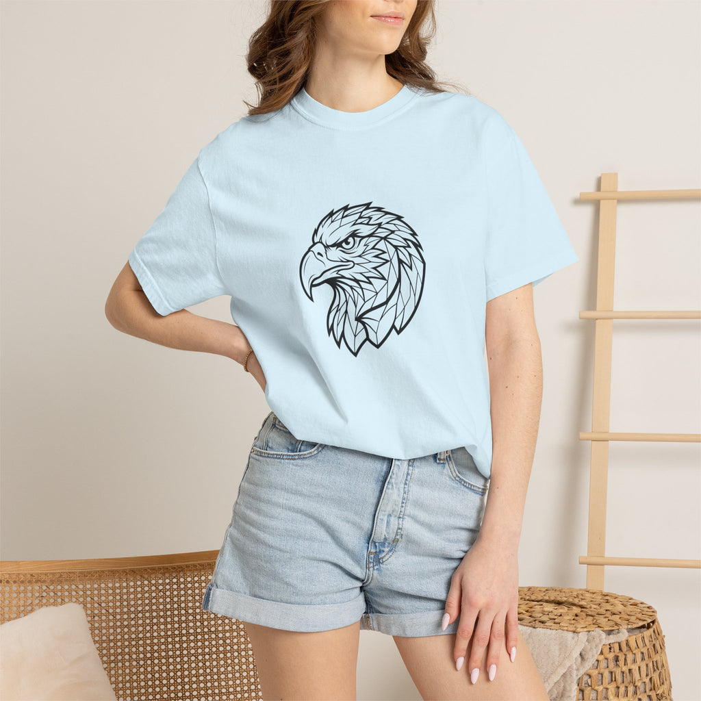 Geometric Eagle Head T-Shirt — Minimalist Line Art Bird Tee