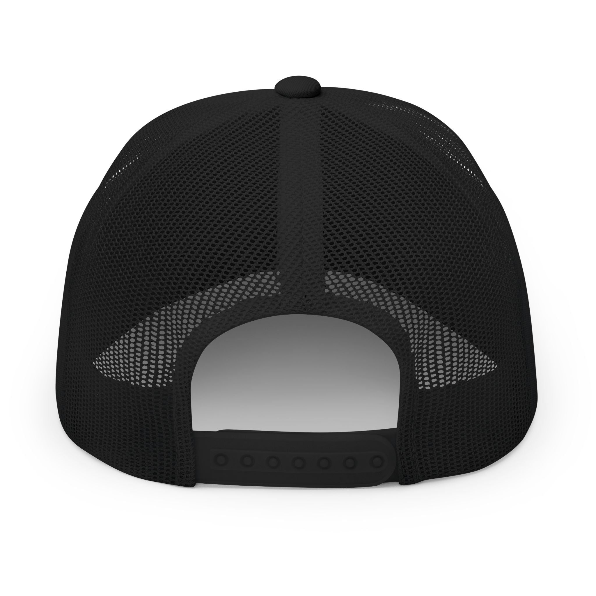 Embroidered Ram Patch Trucker Cap — Black Snapback Hat