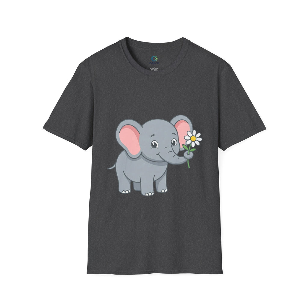 Elephant with Daisy T-Shirt — Cute Baby Elephant Graphic Tee