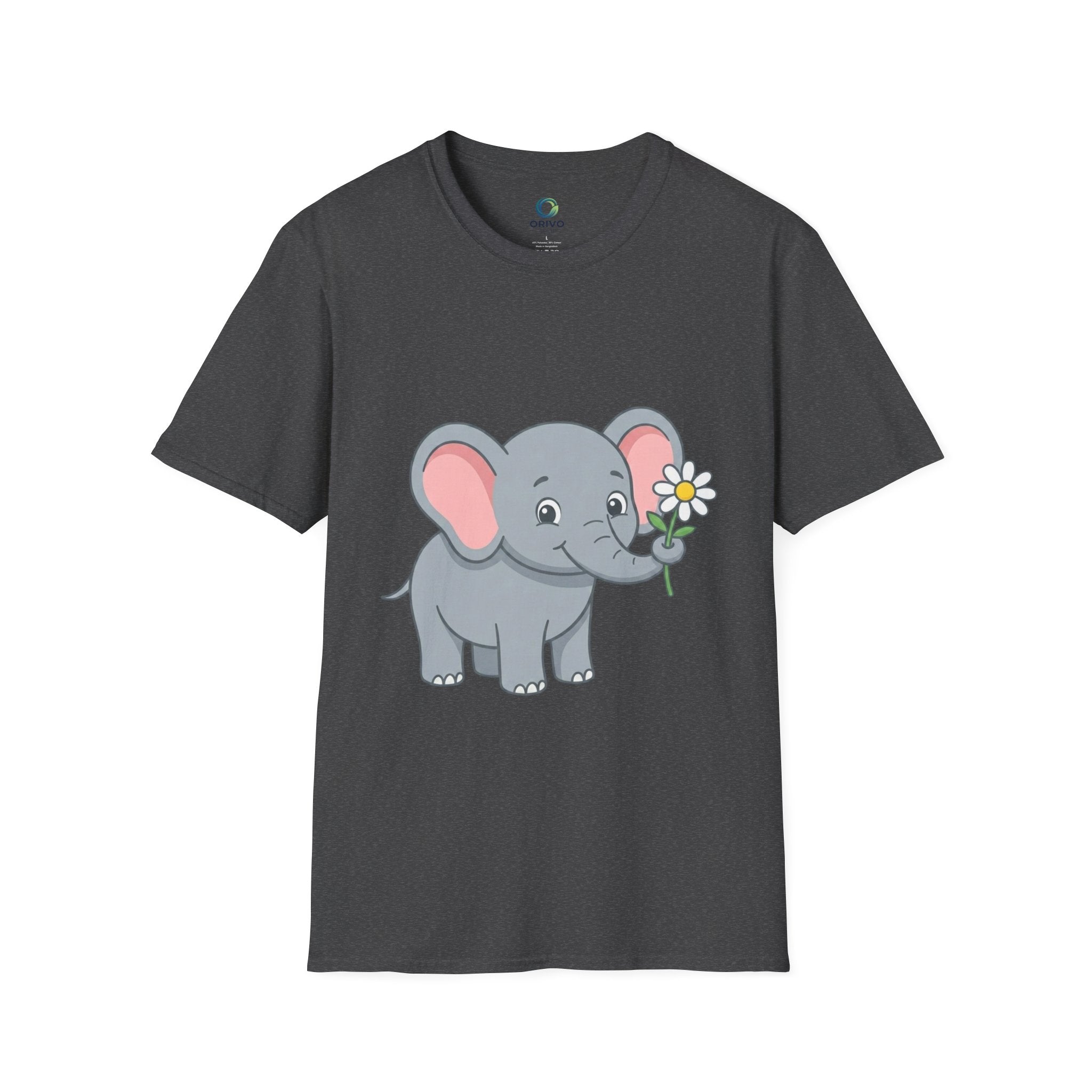 Elephant with Daisy T-Shirt — Cute Baby Elephant Graphic Tee