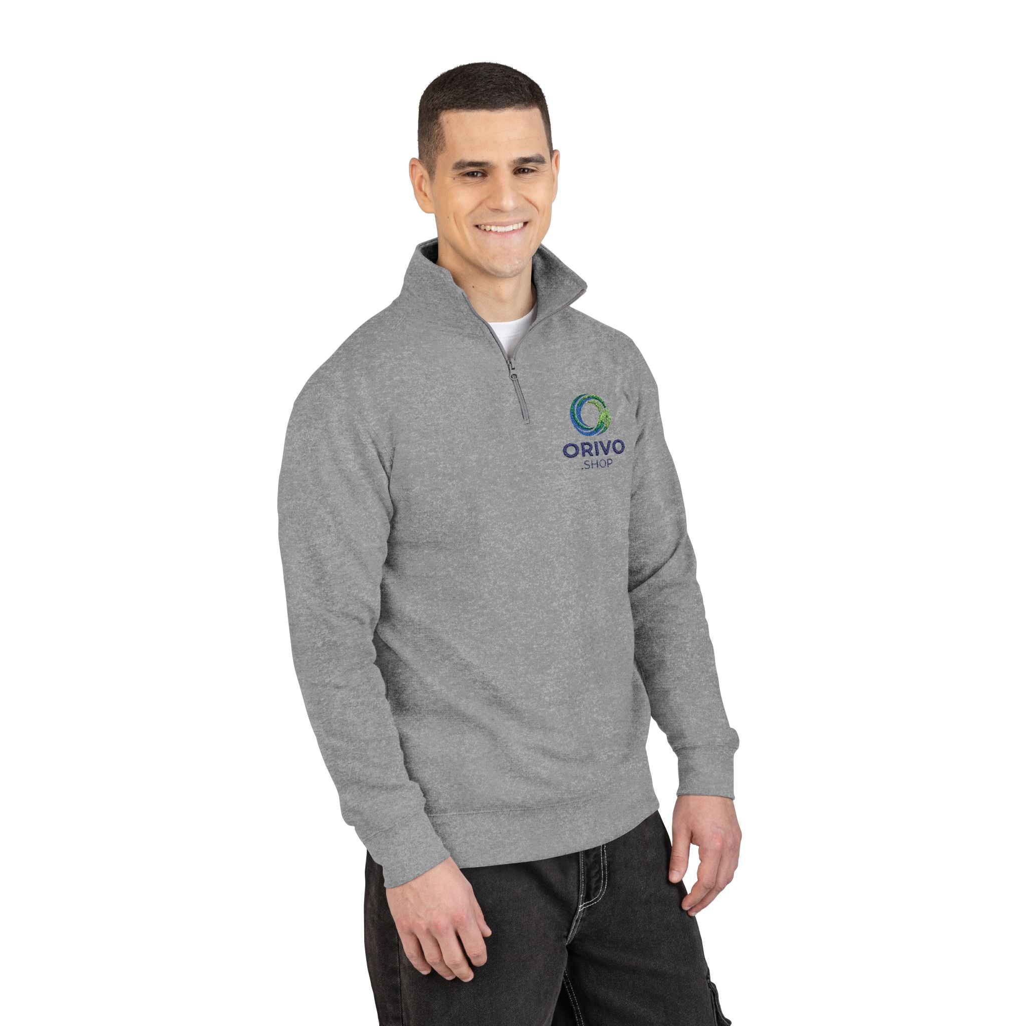 Embroidered Fleece Quarter-Zip Pullover — Relaxed Everyday Comfort