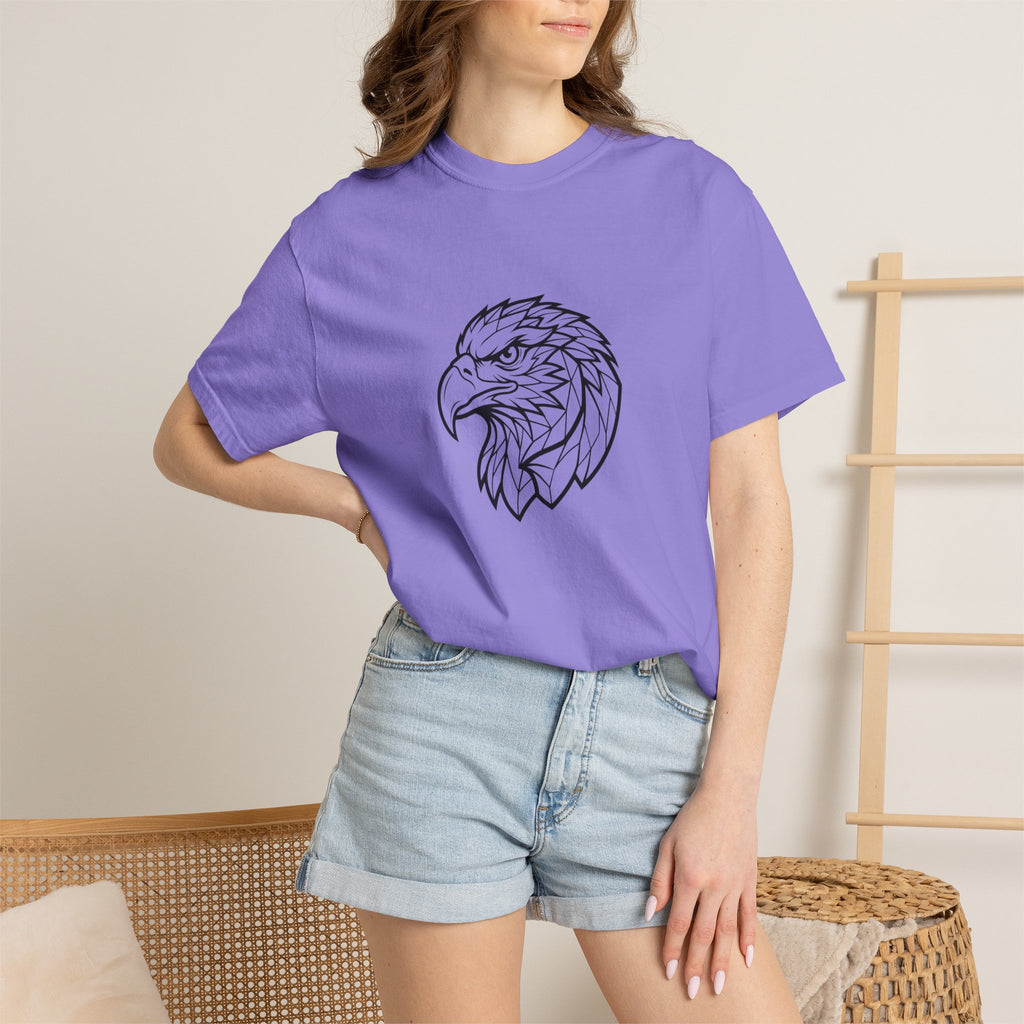 Geometric Eagle Head T-Shirt — Minimalist Line Art Bird Tee