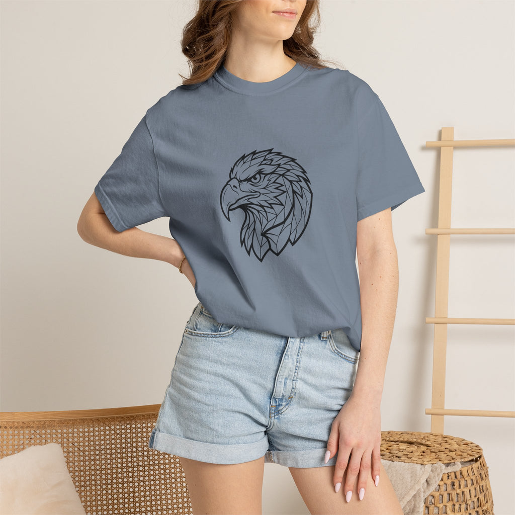 Geometric Eagle Head T-Shirt — Minimalist Line Art Bird Tee
