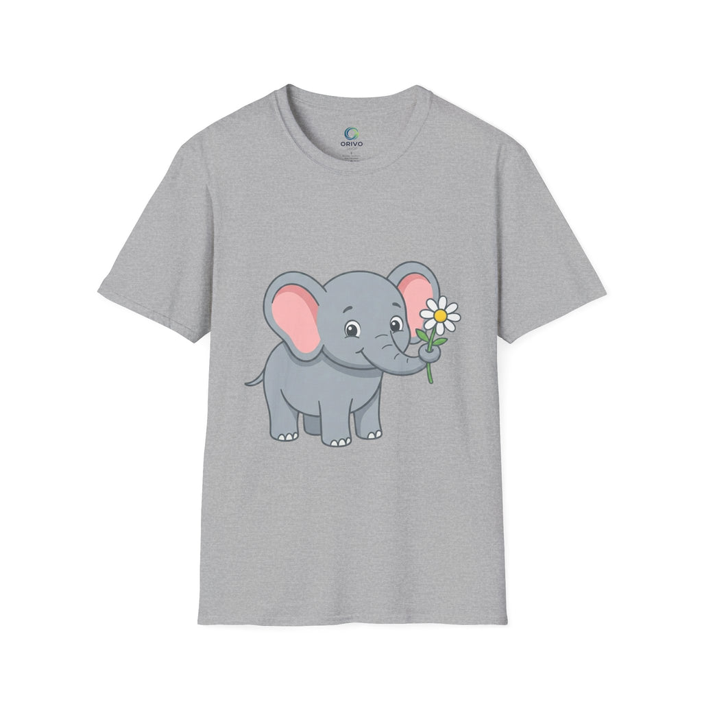 Elephant with Daisy T-Shirt — Cute Baby Elephant Graphic Tee