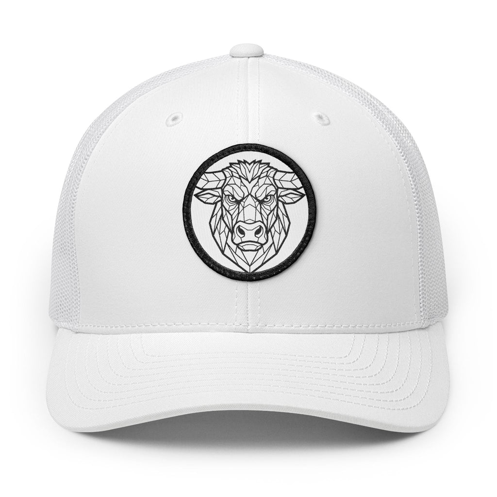 Embroidered Ram Patch Trucker Cap — Black Snapback Hat