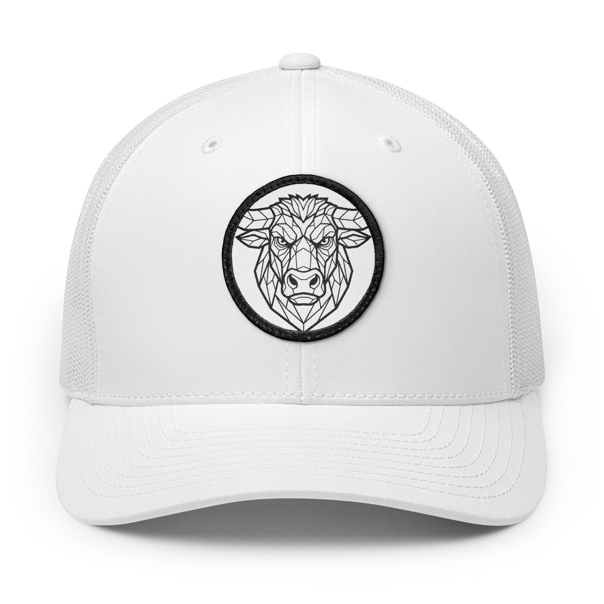 Embroidered Ram Patch Trucker Cap — Black Snapback Hat