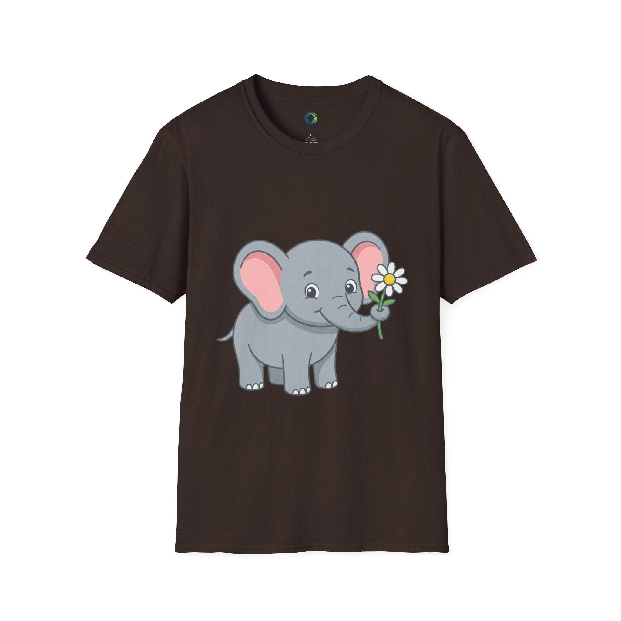 Elephant with Daisy T-Shirt — Cute Baby Elephant Graphic Tee