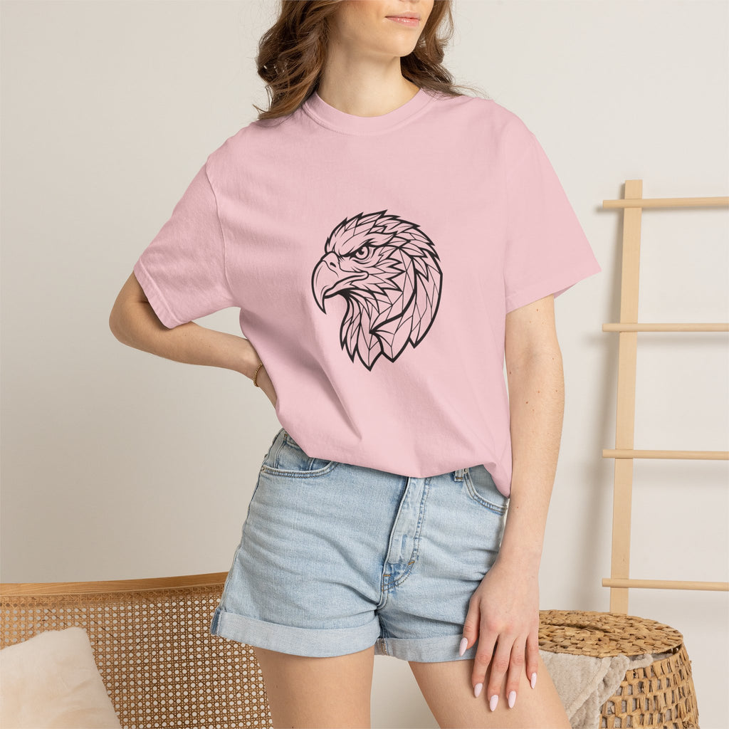 Geometric Eagle Head T-Shirt — Minimalist Line Art Bird Tee