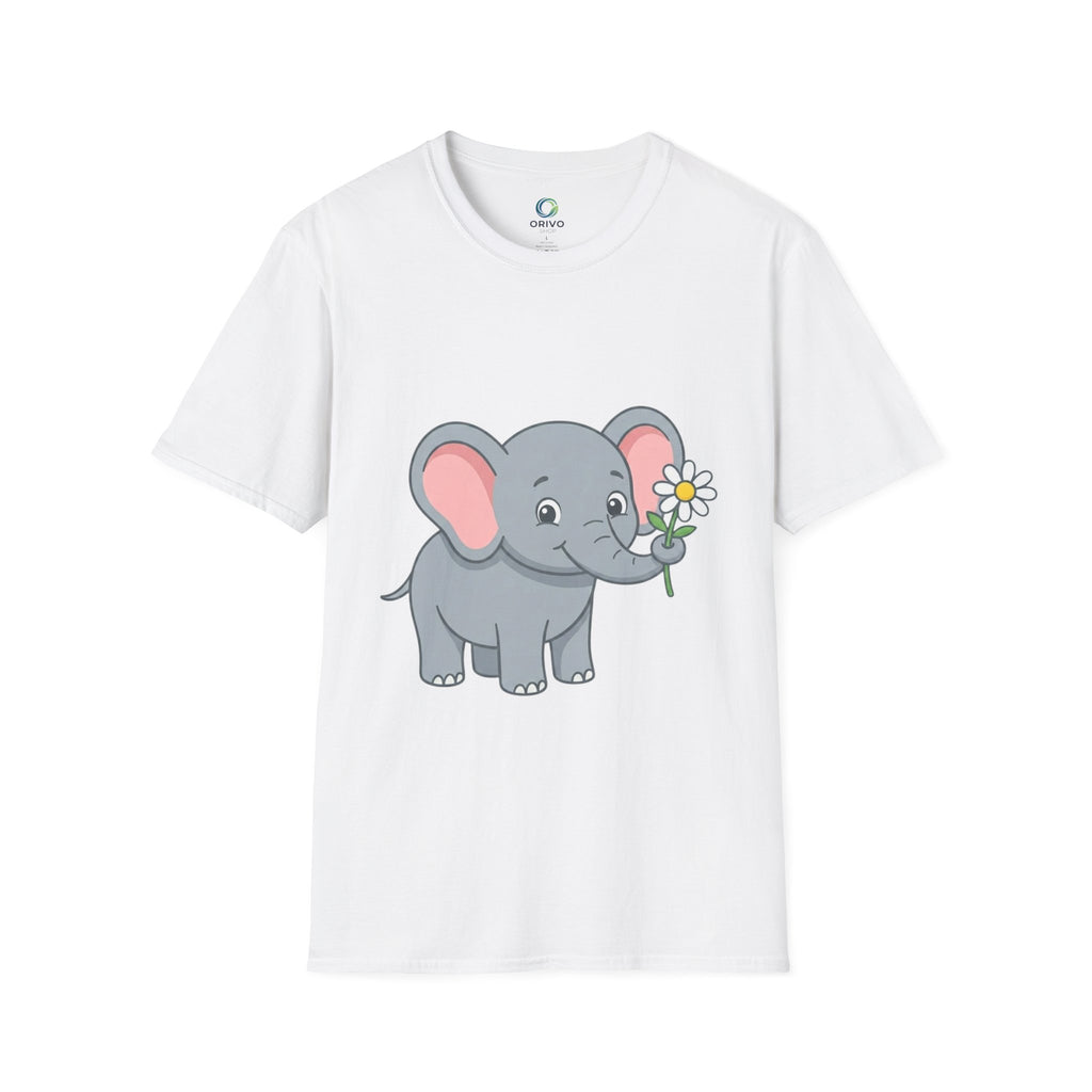 Elephant with Daisy T-Shirt — Cute Baby Elephant Graphic Tee