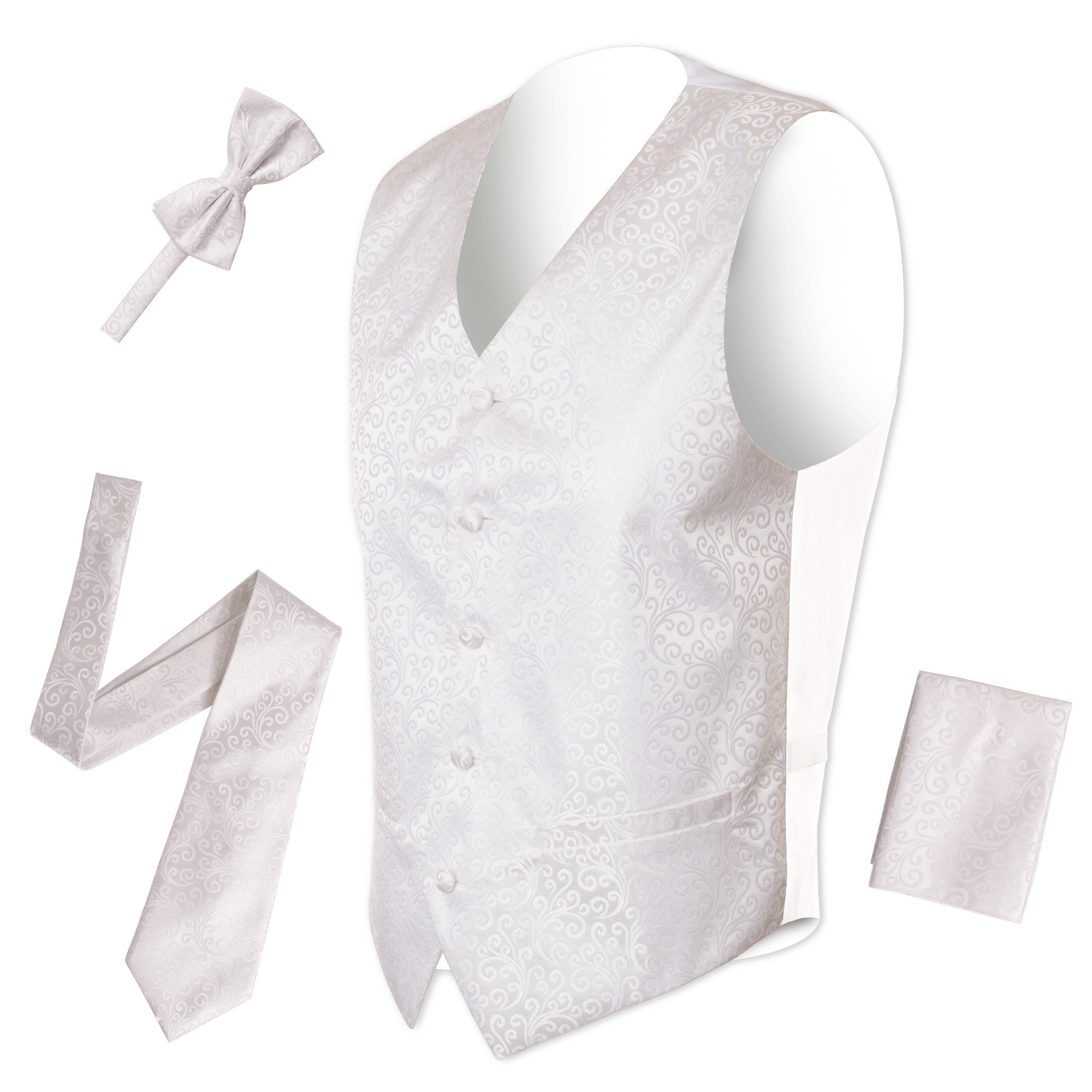 Ferrecci Mens PV50-9 White with White Back Vest Set