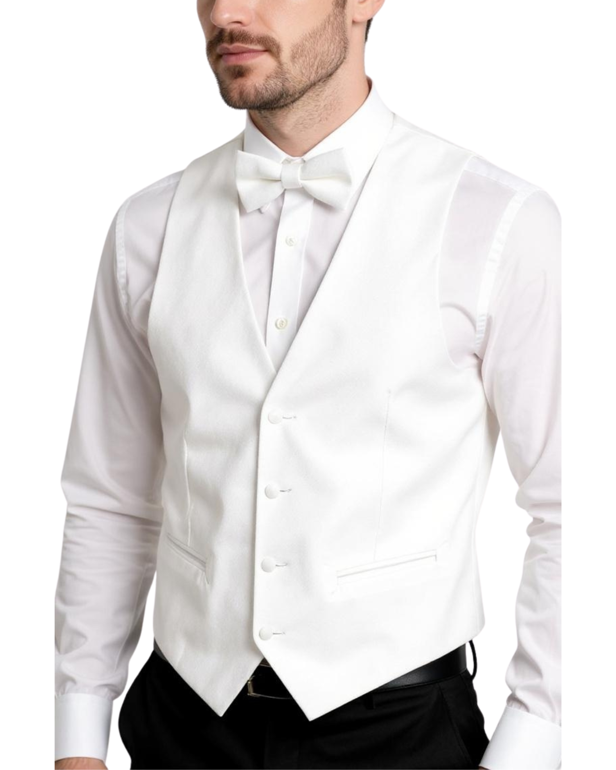 Ferrecci Mens PV450 - White with White Back Adjustable Textured Vest Set